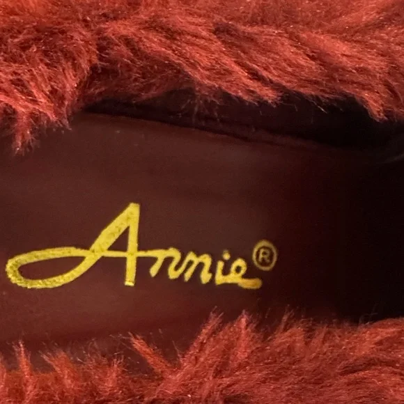Annie Wine Red Faux Fur Trim Mules - Picture 7 of 9